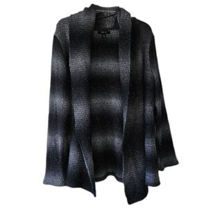 Style & Co. Gray Silver Striped Open Front Cardigan Size XL